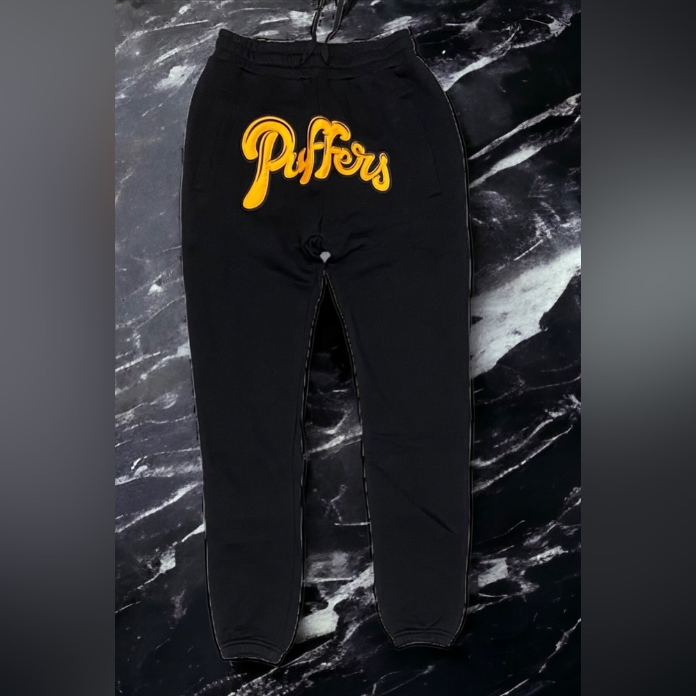 NEW Puffers Black Sweatpants Mens Sz S,M Joggers  Zip Up Pockets Elastic Waist